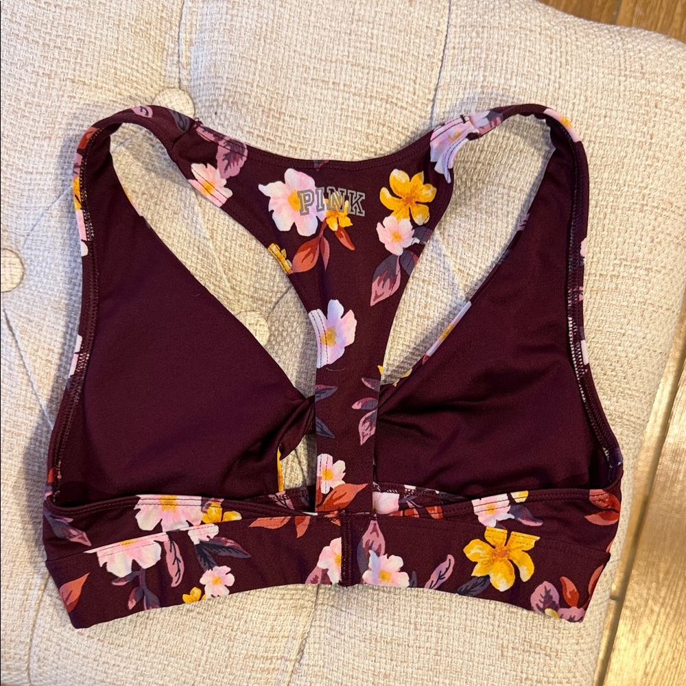 Victoria's Secret Maroon Floral Sports Bra XS - Picture 3 of 4